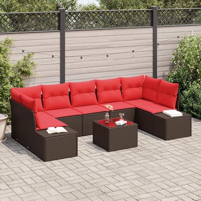 vidaXL 8 Piece Garden Sofa Set with Cushions - 113.8×60.6×27.2