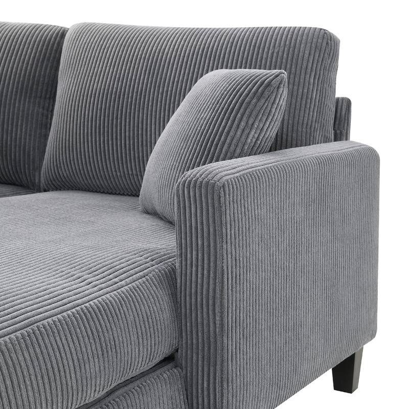 Interchangeable Chaise L-Shaped Sofa with Skirted Design for Living or Guest Rooms