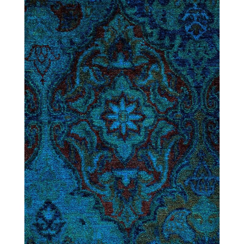 Overton Hand Knotted Wool Vintage Inspired Modern Contemporary Overdyed Blue Area Rug - 3' 2" x 5' 8"
