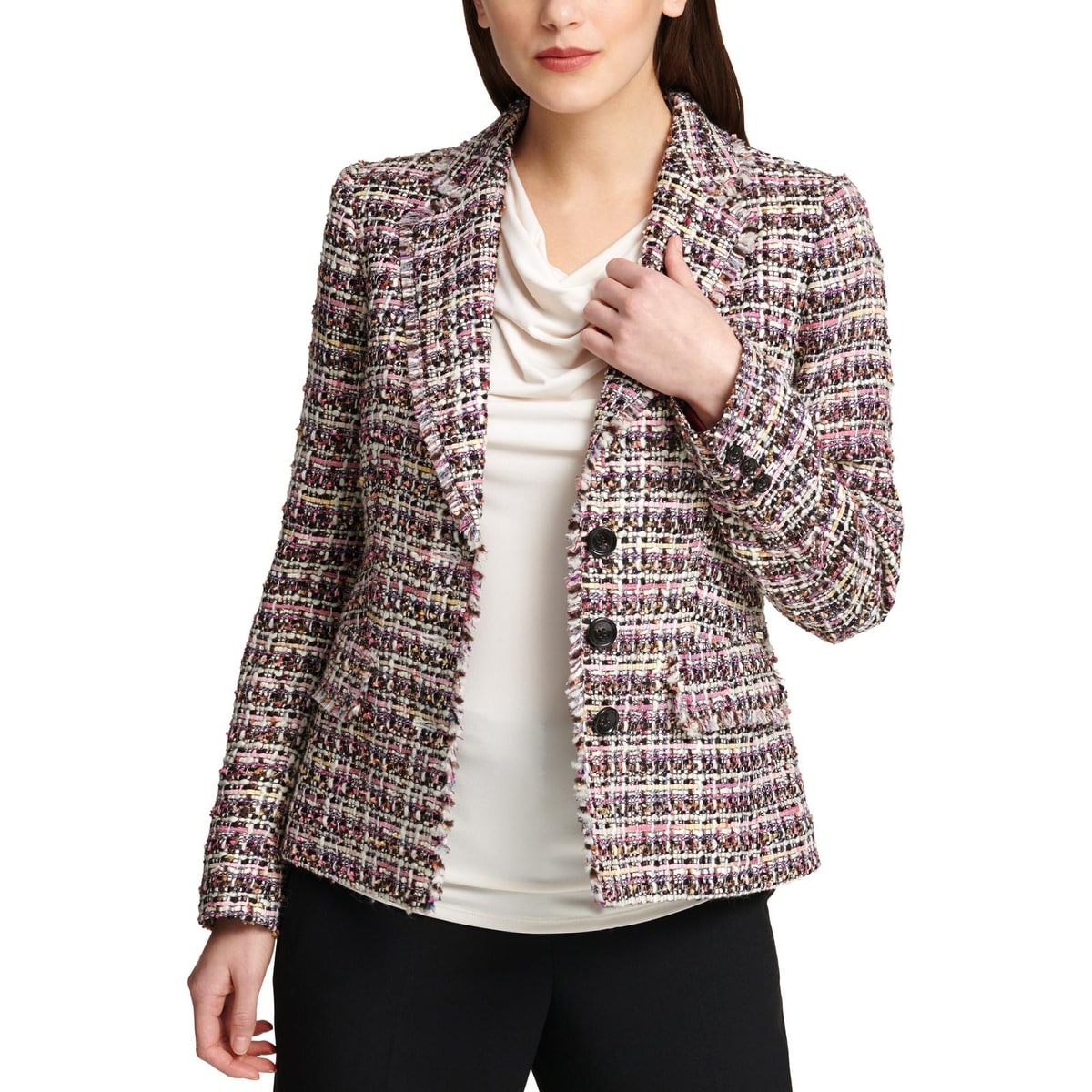 Shop Dkny Womens Tweed Jacket Printed Office Overstock 28763939