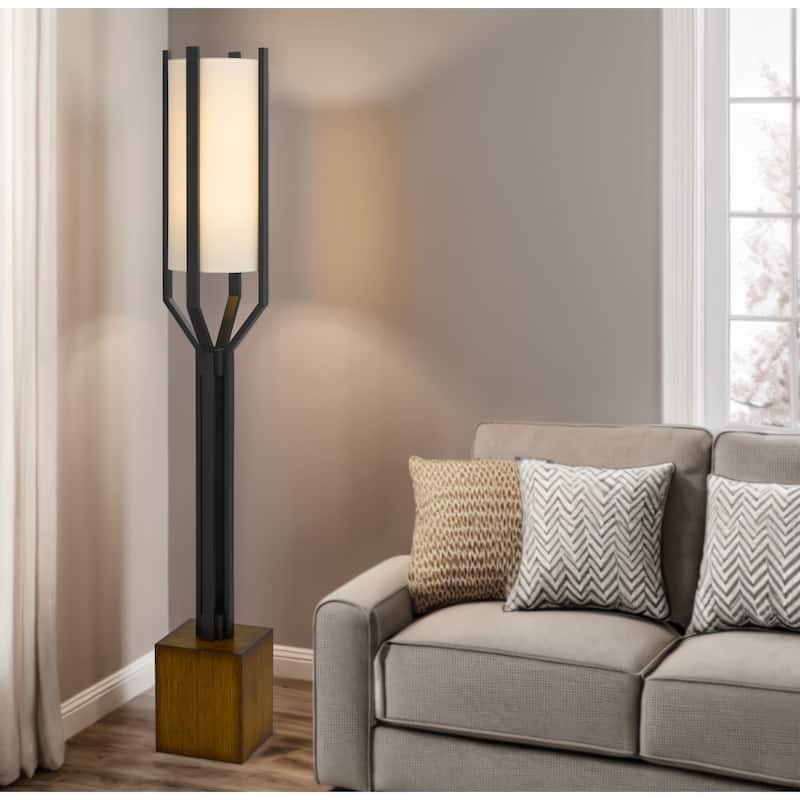 60W Keene metal floor lamp with inrtegrated hardback fabric shade - One Size