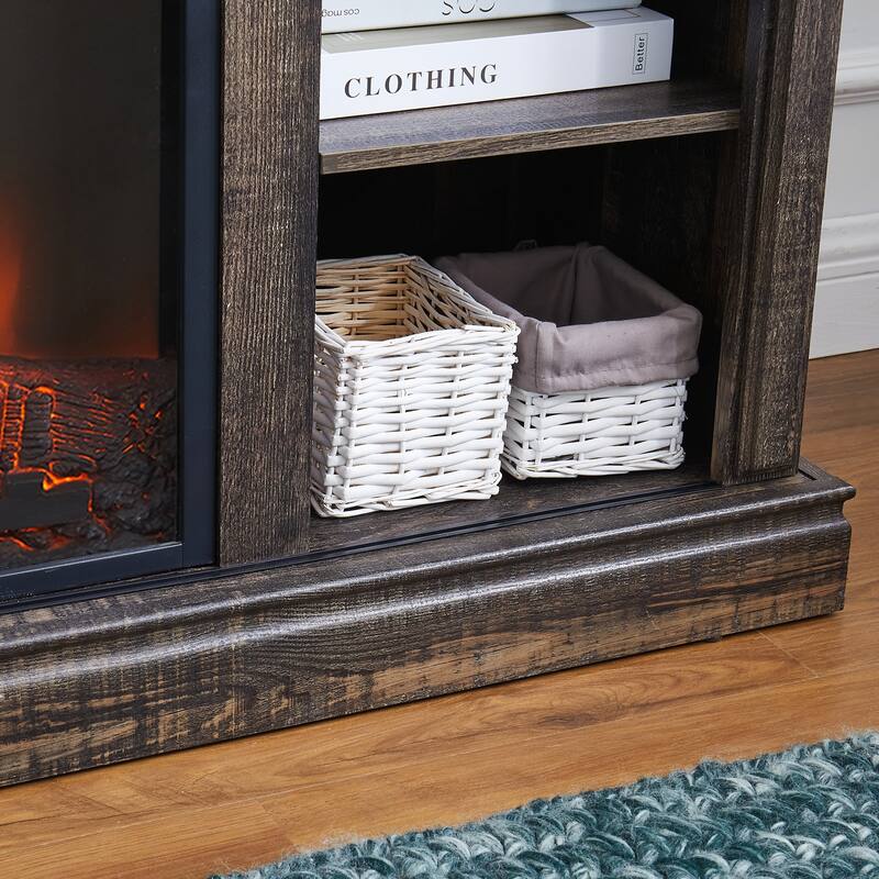 Modern Entertainment Console TV Stand with 23in Fireplace Insert