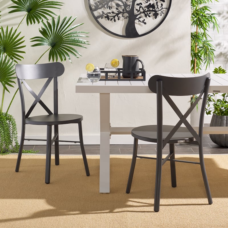 SAFAVIEH Outdoor Living Core 18-inch Cross Back [SET of 2] - 17"W x 20"D x 33"H