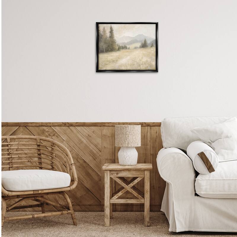 Stupell Fog on Mountain Valley Framed Floater Canvas Wall Art Design By Petal Prints Design