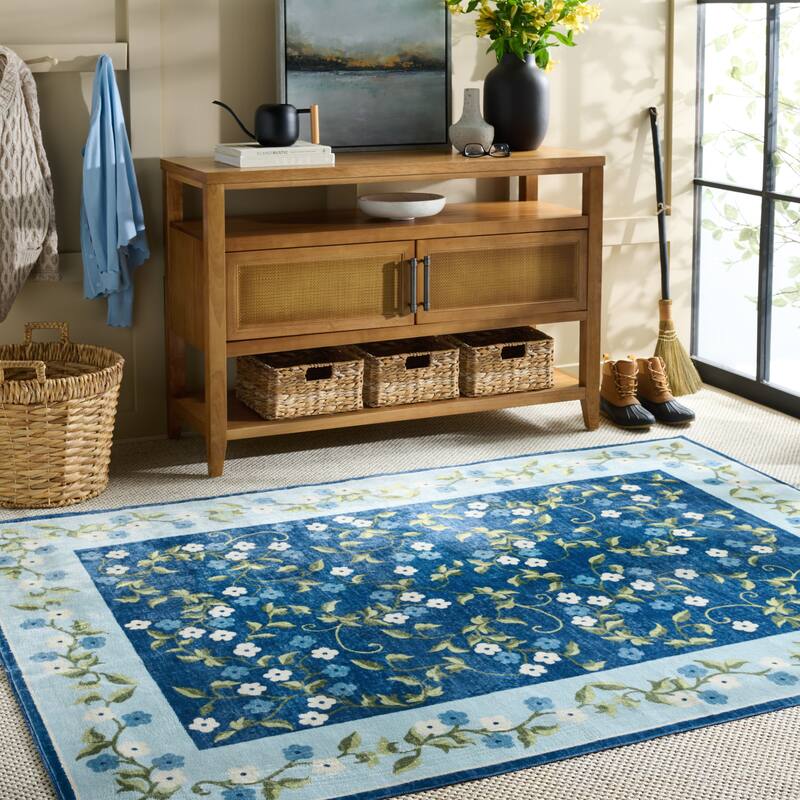 Martha Stewart Veron Machine Washable & Slip Resistant Rug - 4' x 6' - Dark Blue/Light Blue