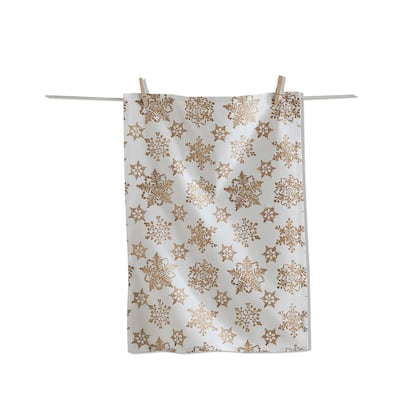 Snowflake Dishtowel Set - White Multi Cotton Kitchen Towels for Everyday Use - Machine Washable - 26 x 18 Inches