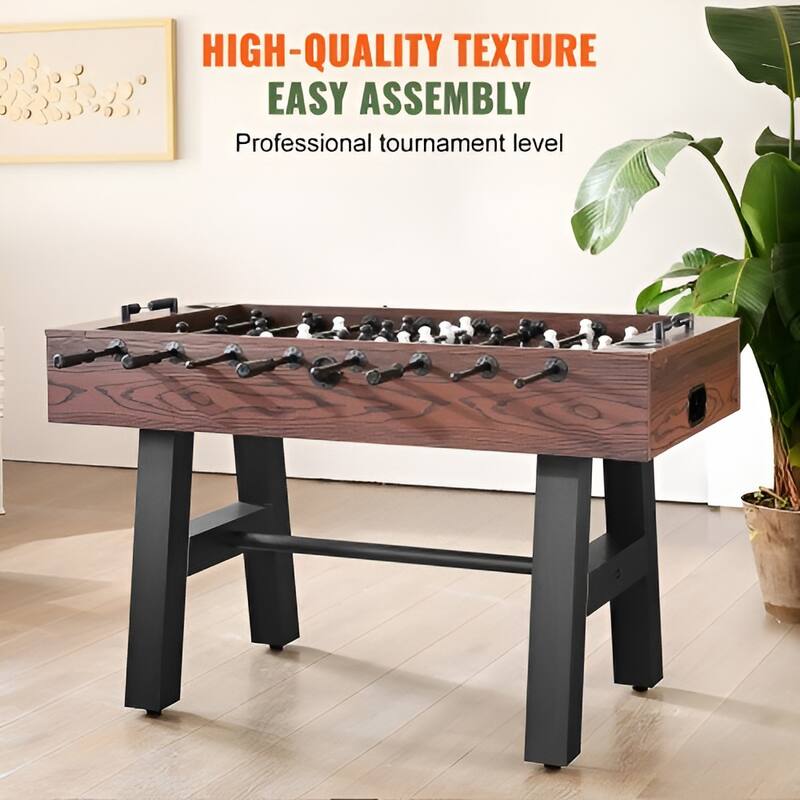 Black Brown MDF Foosball Table 55" with Cup Holders and Scorekeeper - 55.1” Lx 28.6” W x 34” H