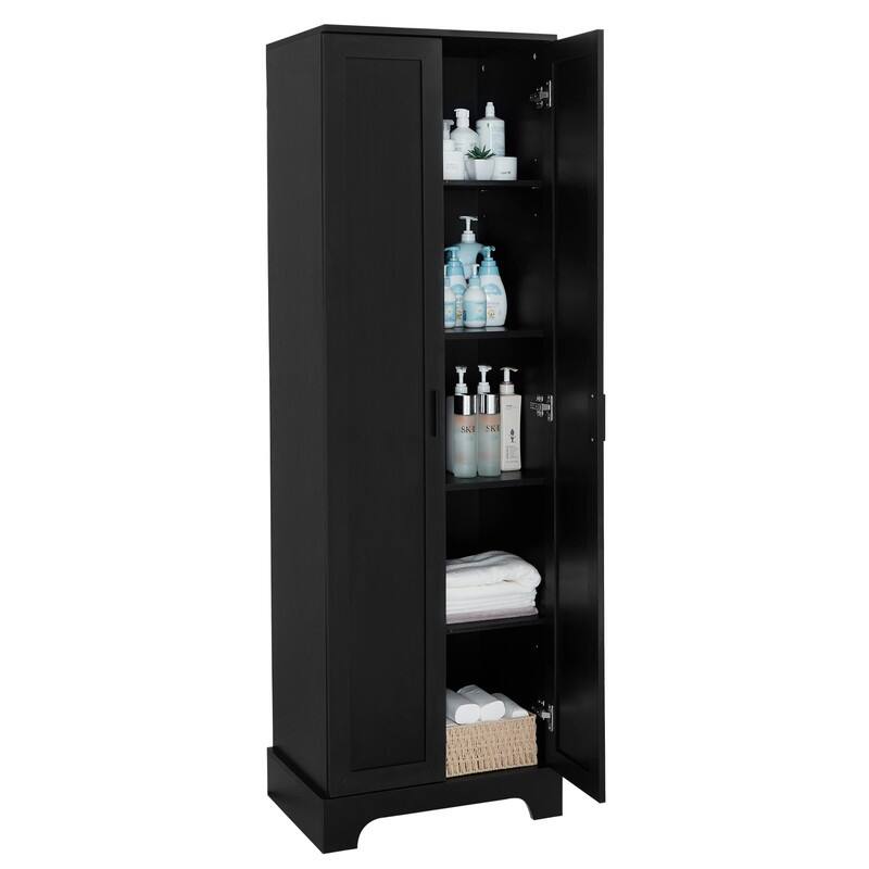 Storage Cabinet with Two Doors for Bathroom, Office, Adjustable Shelf, MDF Board