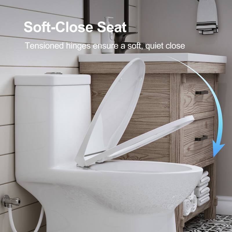 HOROW 1 Piece Dual Flush Elongated Toilet White 0.8 1.28 GPF Seat Included - N/A