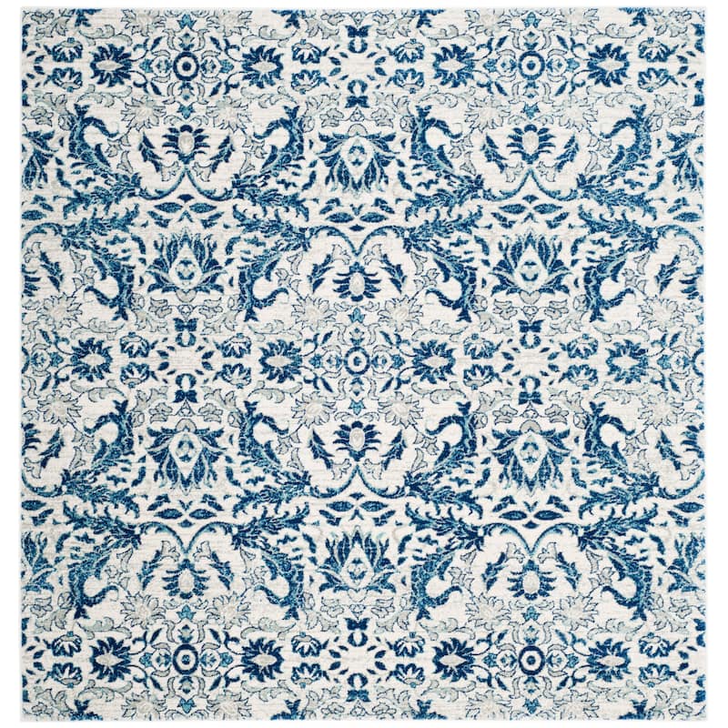 SAFAVIEH Evoke Krijna Vintage Damask Rug - 6'7" Square - Ivory/Blue