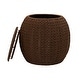 preview thumbnail 56 of 74, Household Essentials Handwoven Barrel Wicker Storage Basket Side Table - 17.0"L x 17.0"W x 19.0"H