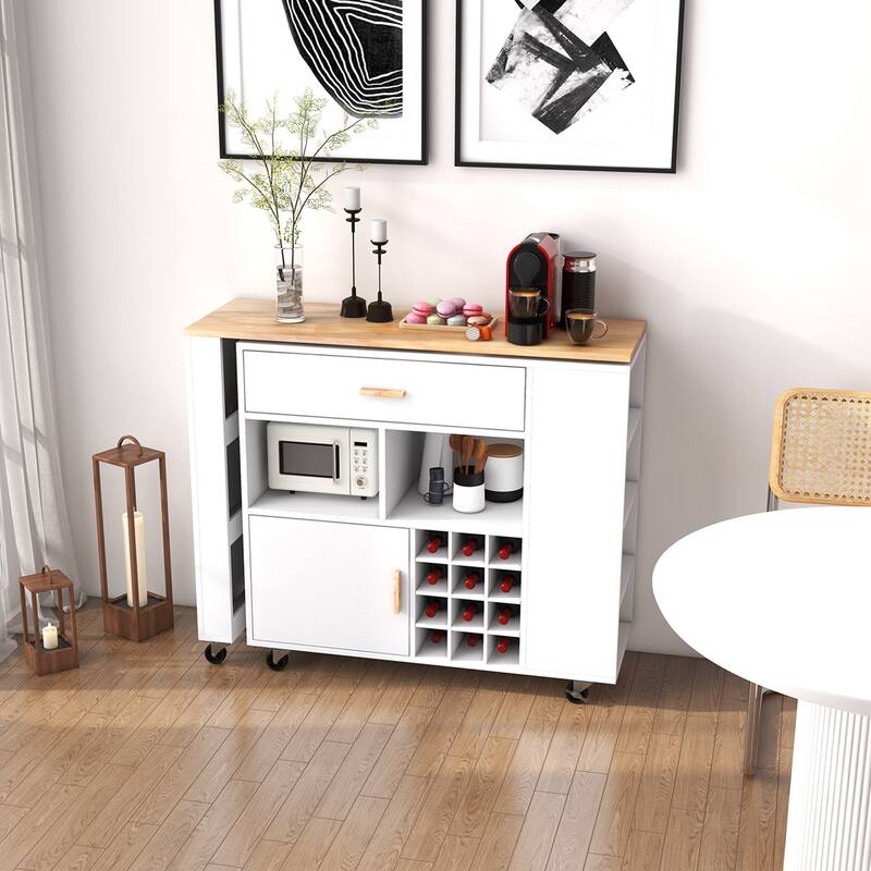 Costway Reversible Folding Kitchen Island Cart Utility Storage Trolley - See Details