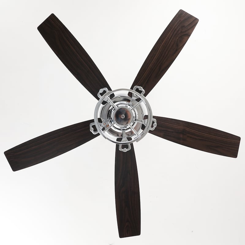52 in. Chrome Integrated LED Dimmable Ceiling Fan with Light and Remote - 52 in. W x 52 in. D x 13 in. H