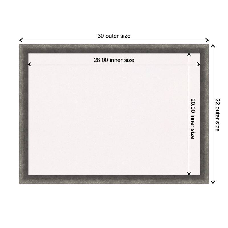 Burnished Concrete Narrow Wood Framed White Corkboard Bulletin Board - Board Size 28x20