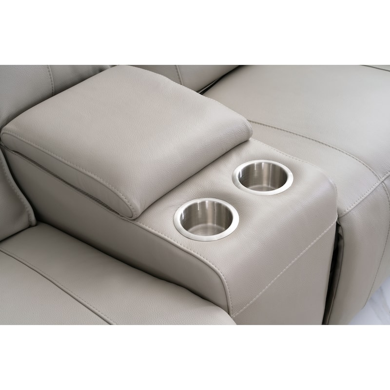 Abbyson Layton Top Grain Leather Dual Power Reclining Loveseat