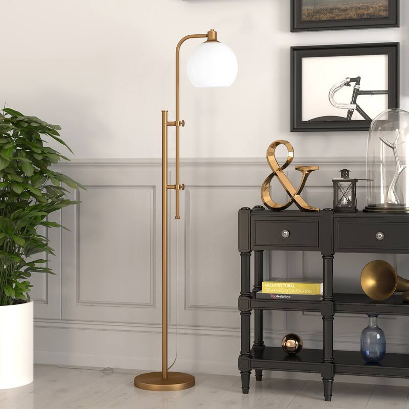 Antho Height Adjustable Floor Lamp with Glass Shade