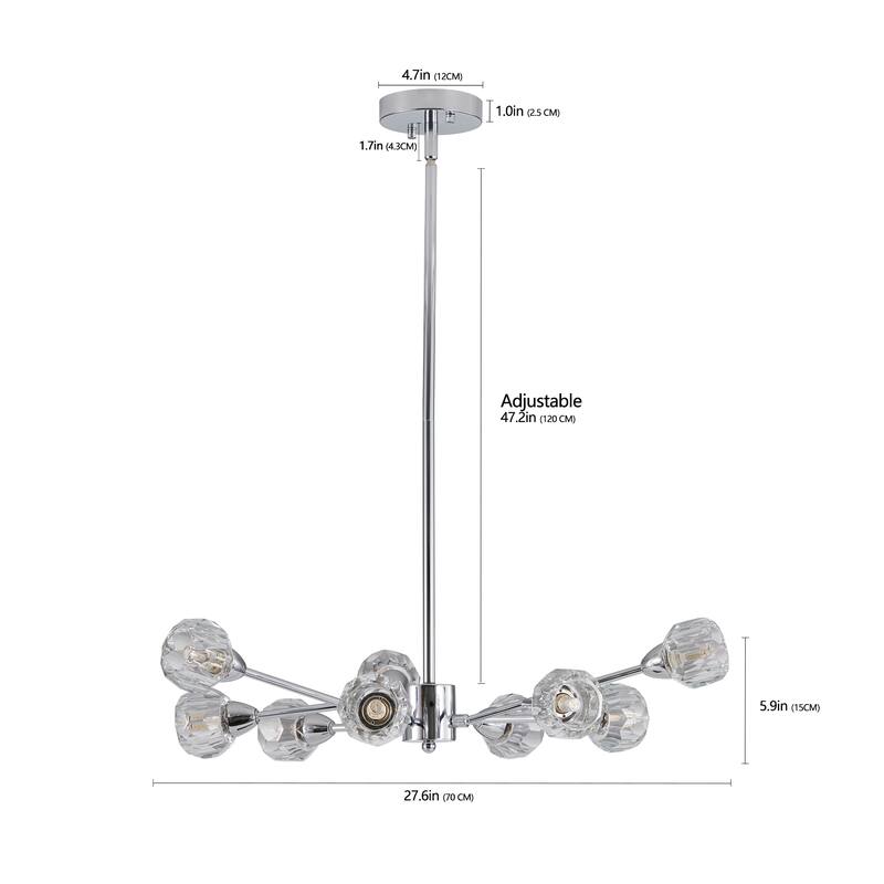 Crystal Chandeliers,9 Lights Chrome Chandelier,Dining Room Chandelier Over Table,Kitchen Light Fixtures(Bulbs Not Included)
