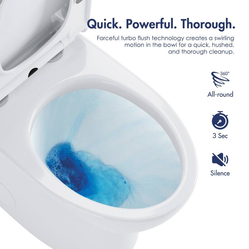 Eridanus Tucson Standard Compact One Piece Toilet, 12-inch Rough in, Crisp White, Seat Included