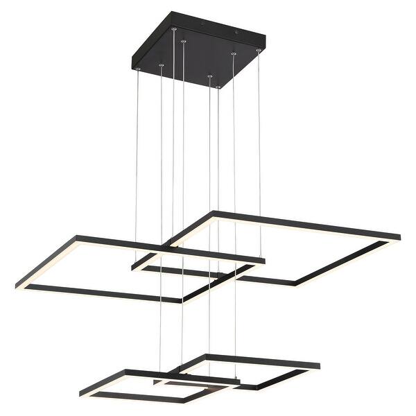 slide 2 of 6, Squared 1-light Black LED Pendant