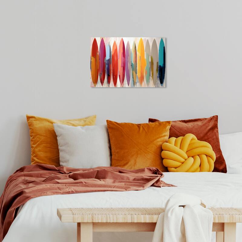 Wynwood Studio Canvas Nautical and Coastal Abstract Surfboards Red and Tan Modern & Contemporary Wall Art Canvas Print - 24 x 16