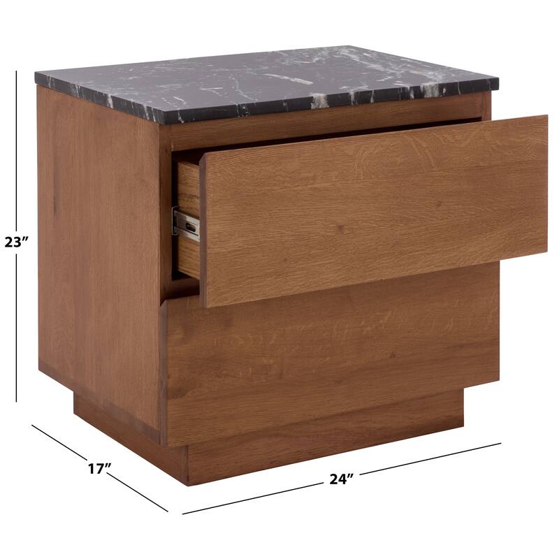 SAFAVIEH Couture Lilybelle Marble Top 2-Drawer Nightstand