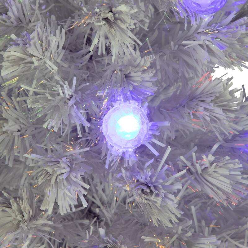 4' Pre-Lit Medium White Iridescent Fiber Optic Artificial Christmas Tree Blue LED Lights