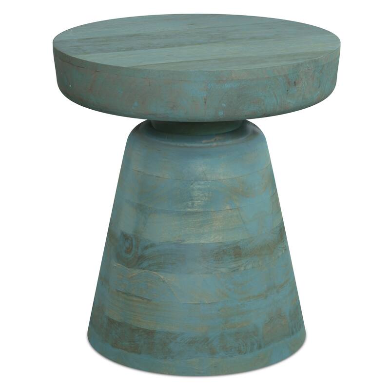 WYNDENHALL Krentz SOLID MANGO WOOD 16 inch Wide Round Contemporary Rustic Accent Table