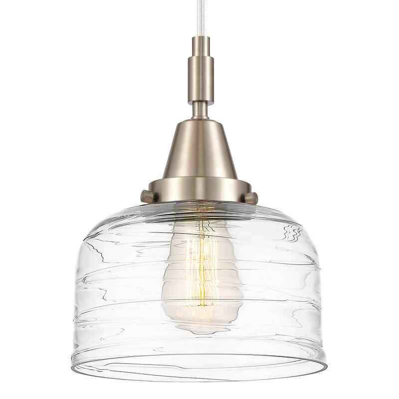 Innovations Lighting 447-1P-G713 Bell 8" Wide Mini Pendant with Clear - Brushed Satin Nickel