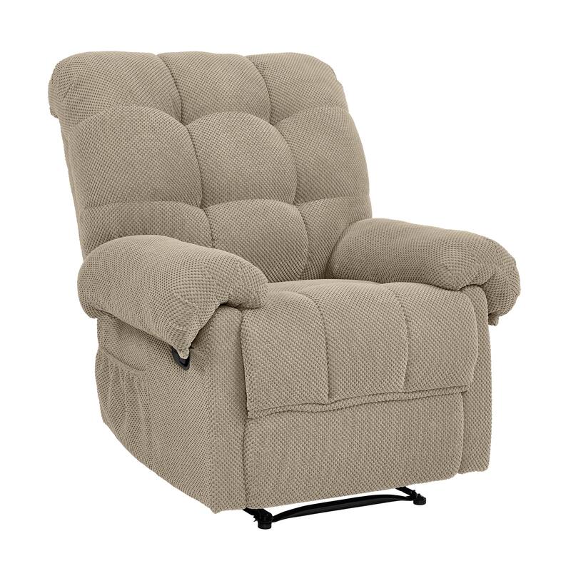 Recliner Chair, Overstuffed Armchair, Manual Recliner, Padded Footrest, Ergonomic Lounge Chair, Soft Fabric Recliner