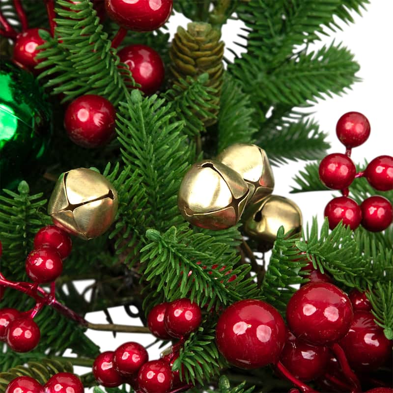 Pine with Ornaments and Berries Artificial Christmas Wreath - 24" - Unlit