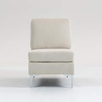 Modern Armless Accent Chair, Corduroy Upholstered Lounge Chair with Metal Legs, Small Single Sofa Chair for Living Room