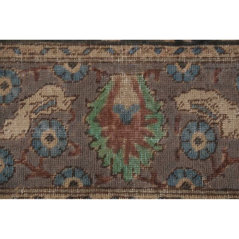 Gray Tabriz Persian Vintage Area Rug Hand-Knotted Wool Carpet - 9'10"x 12'0"