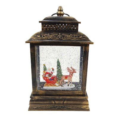 Santa Sleigh and Reindeer Snowglobe with LED and Music - N/A