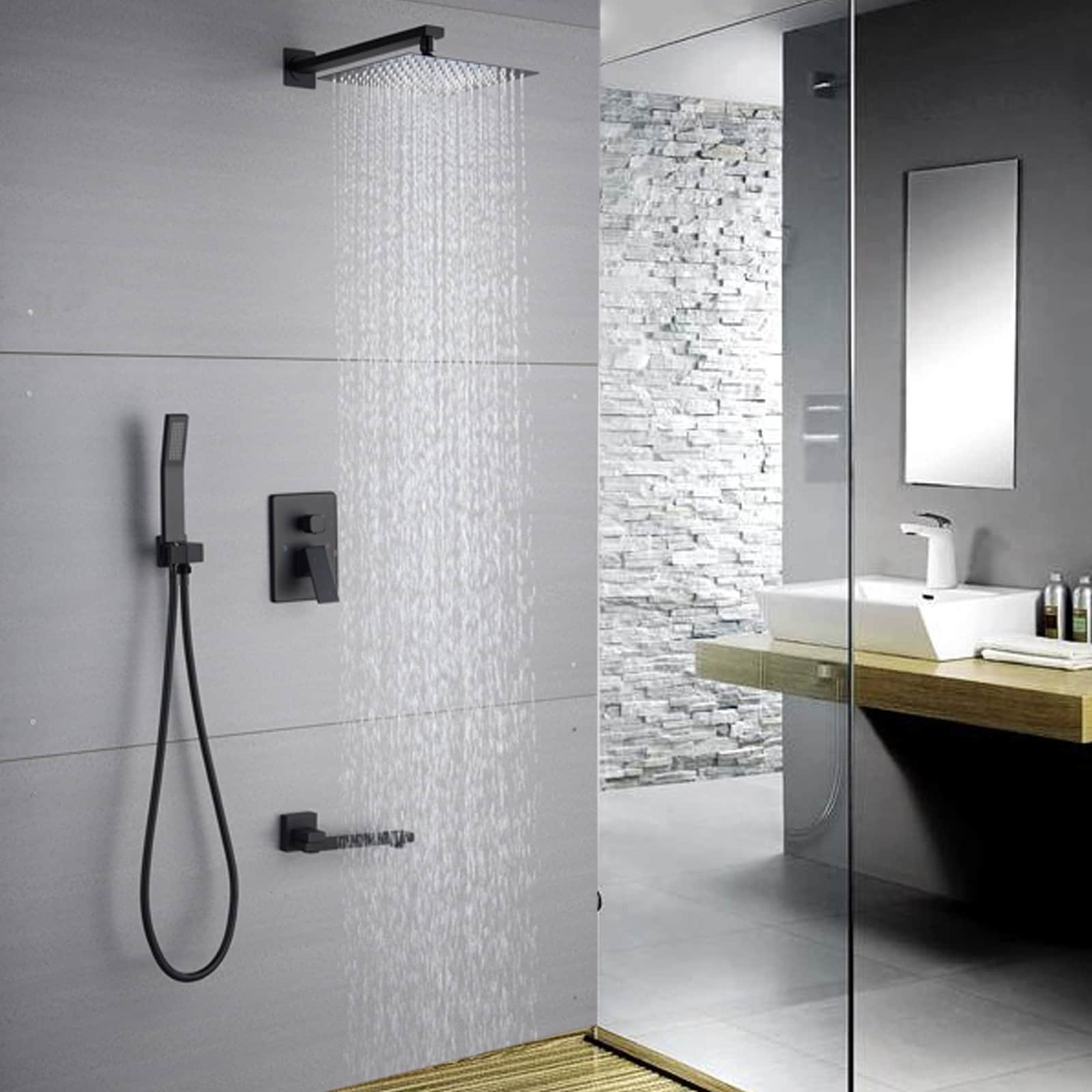 10 inch Shower Head Bathroom Shower Faucet Set  Chrome Rain Shower System 