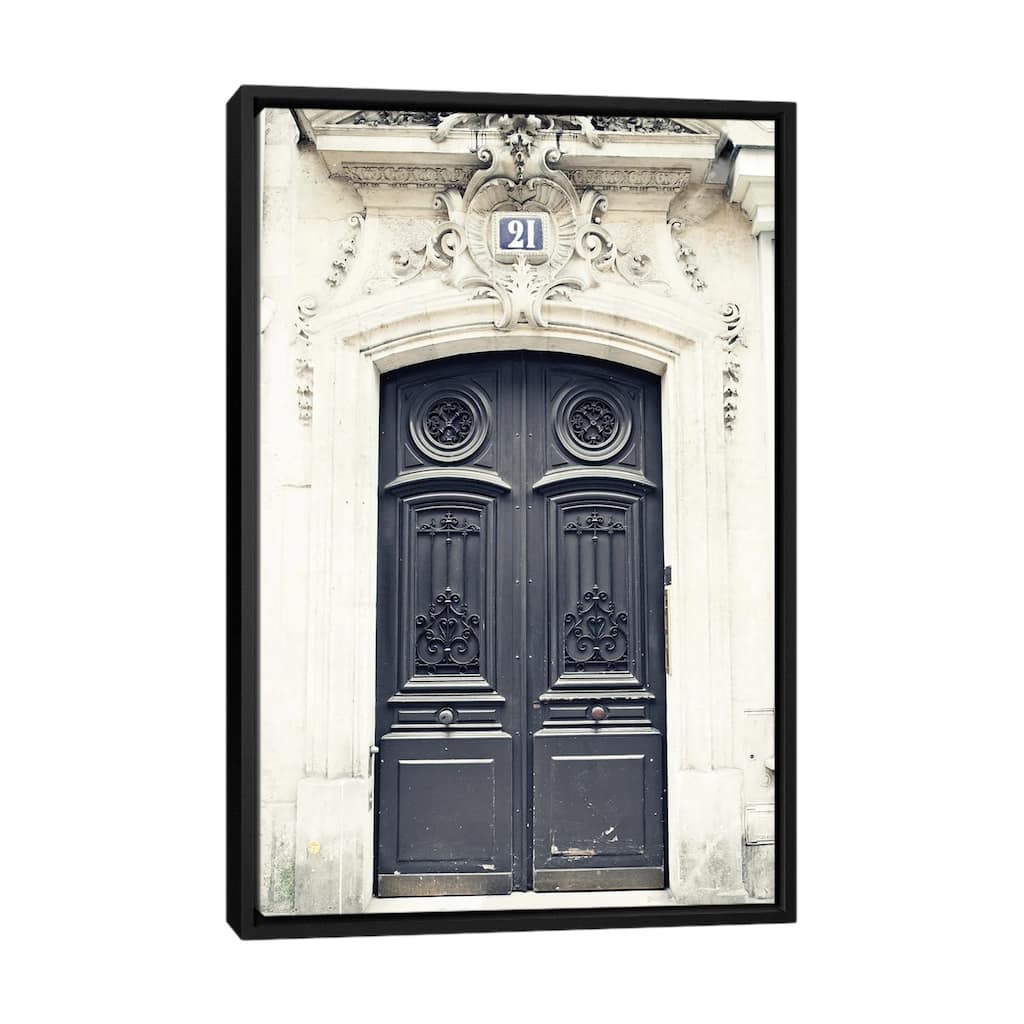 iCanvas "Paris Door, Black I" by Caroline Mint Framed