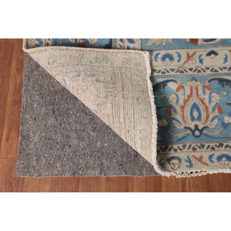 Over Dyed Blue Tabriz Persian Antique Area Rug Handmade Wool Carpet - 9'2"x 12'6"