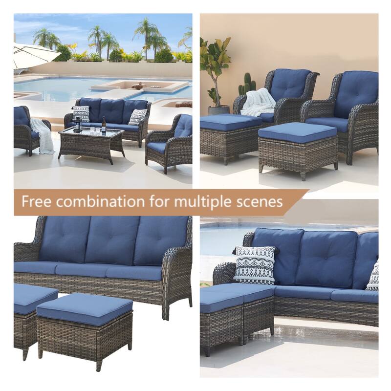 Pocassy 5-Piece Patio Furniture Set with Ottomans