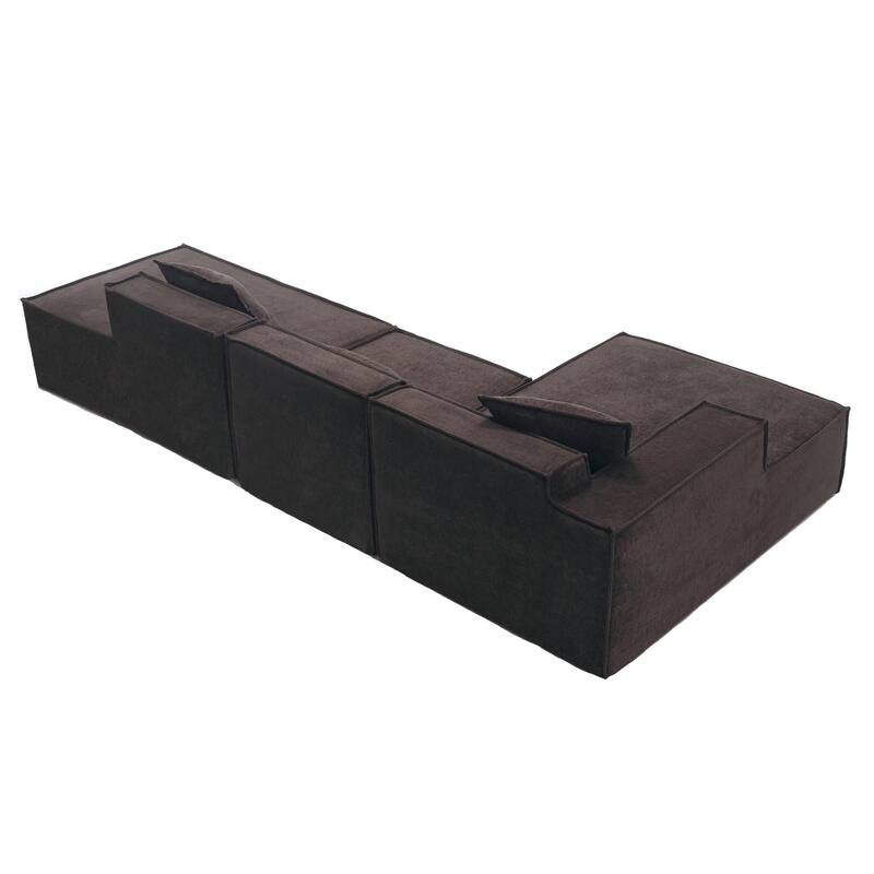 Modern Modular Combination Sofa Set - L-Shaped Italian Minimalist Tofu Block Sofa in Terrycloth Fabric, Left-Hand Facing