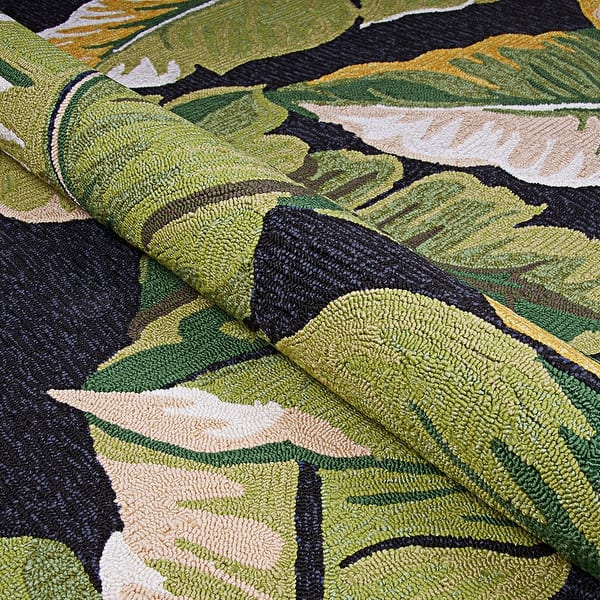 Miami Rainforest Black Green Indoor Outdoor Area Rug Overstock 10437657