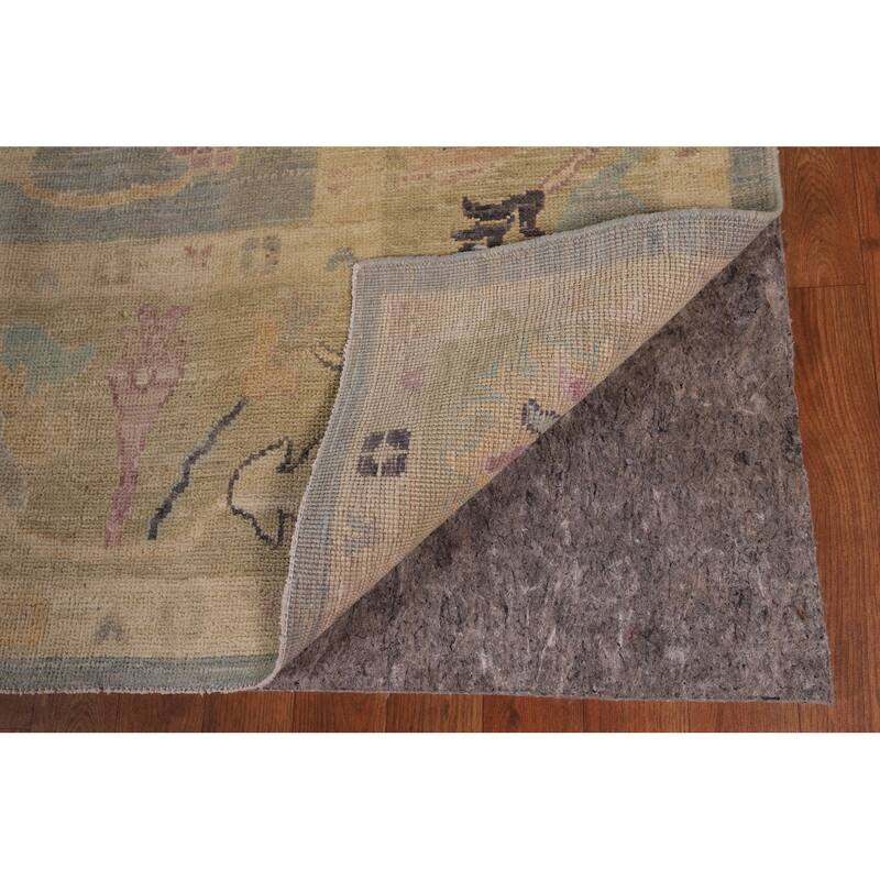 Light Blue Vegetable Dye Oushak Rug Hand-Knotted Turkish Wool Carpet - 9'0" x 11'9"