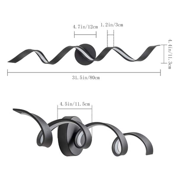 dimension image slide 2 of 5, Modern Spiral Design LED Bathroom Vanity Light Dimmable Wall Light