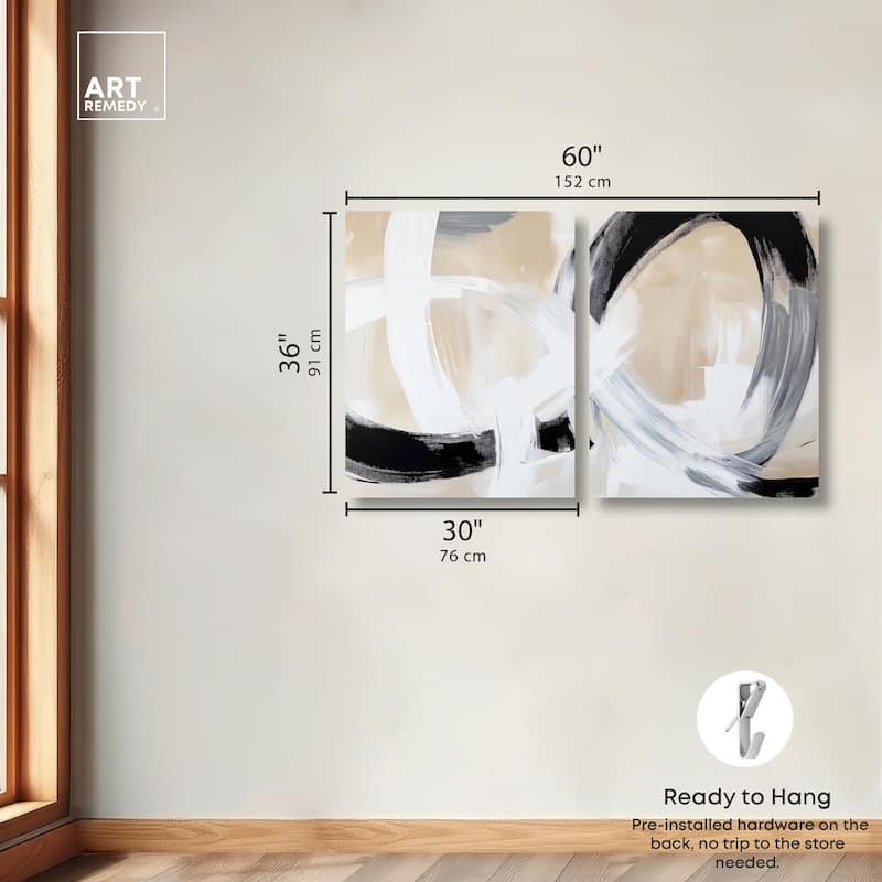 Neutral Interplay I Canvas Set of 2 by Art Remedy, Gallery Wrapped