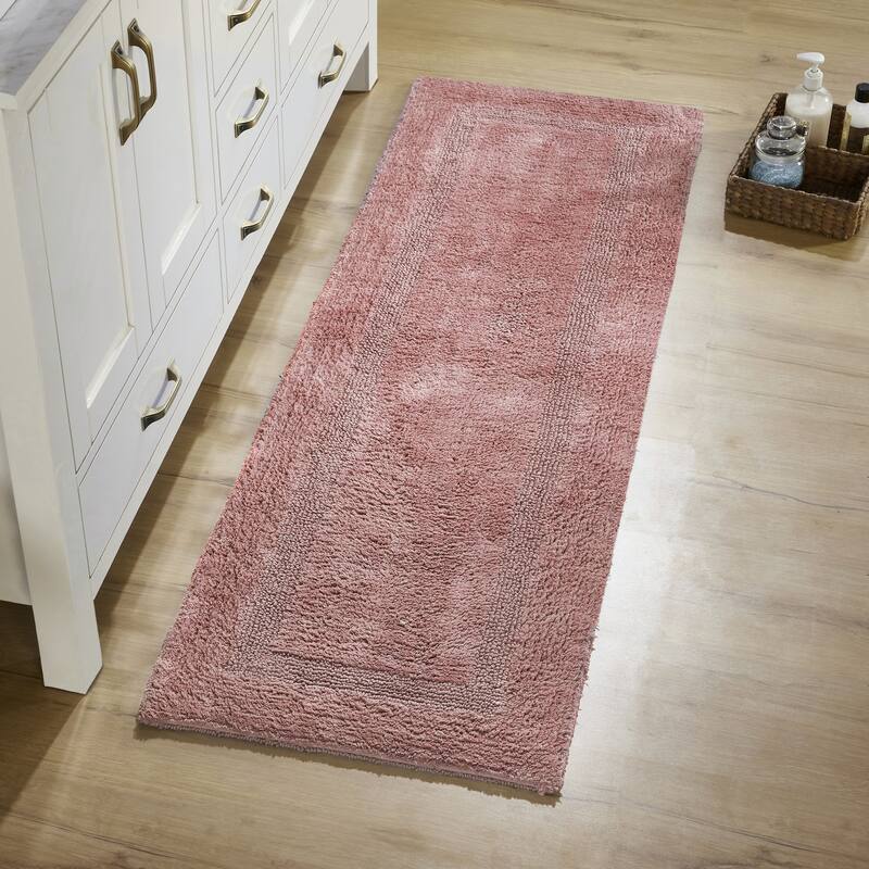 Better Trends Bath Rugs 100% Cotton Reversible Highly Water Absorbent Bathroom Rug for Shower, Sink, Bath Mats - Lux Collection