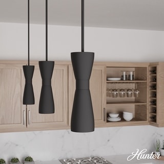 Hunter Zola Flat Matte Black 1 Light Pendant - Kitchen, Bedroom - Modern, Formal, Cone - Designer!