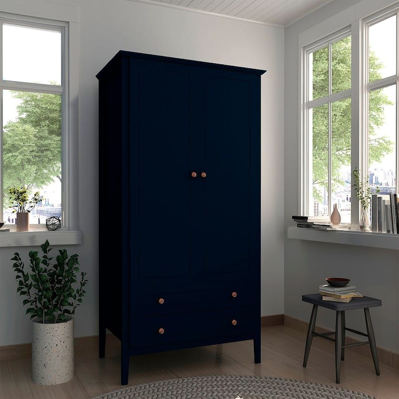 Manhattan Comfort Crown Full Wardrobe with Hanging and 2 Drawers - Blue