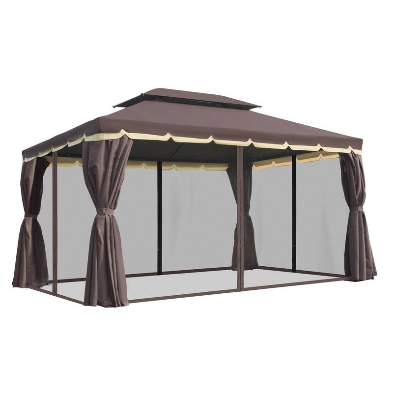 Outsunny 10x13-foot Aluminum Soft Top Patio Gazebo with Curtains