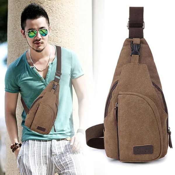 Shop Men&#39;s Small Canvas Sling Messenger Shoulder Bag Chest Pack Sports Backpack - Free Shipping ...