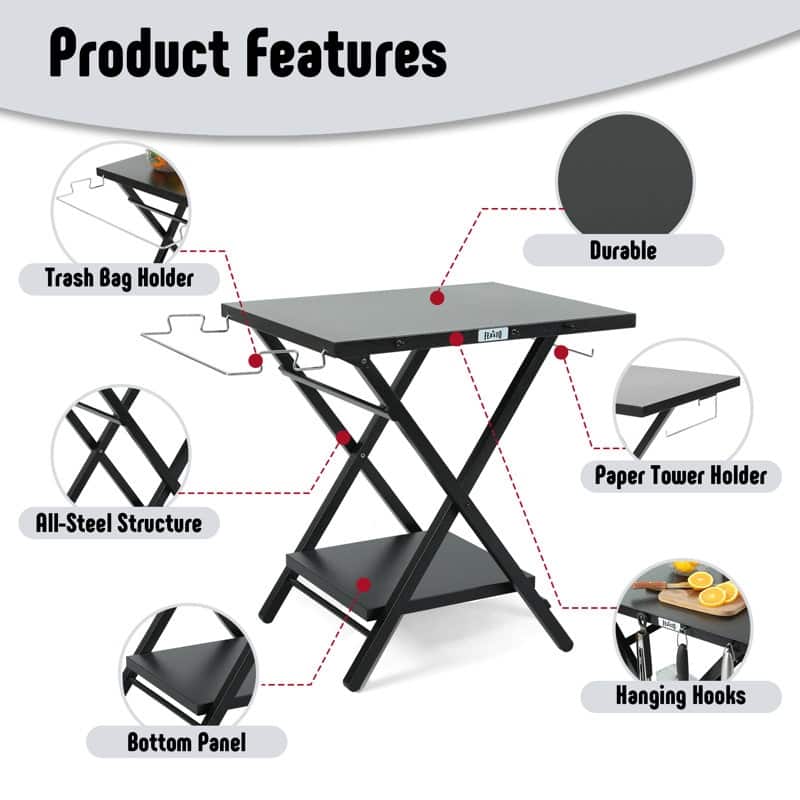 Feasto 24"x 30" Foldable Pizza Oven Stand and Food Prep Table