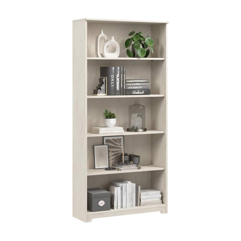 Bush Furniture Cabot Tall 5 Shelf Bookcase with Adjustable Shelves - Linen White Oak
