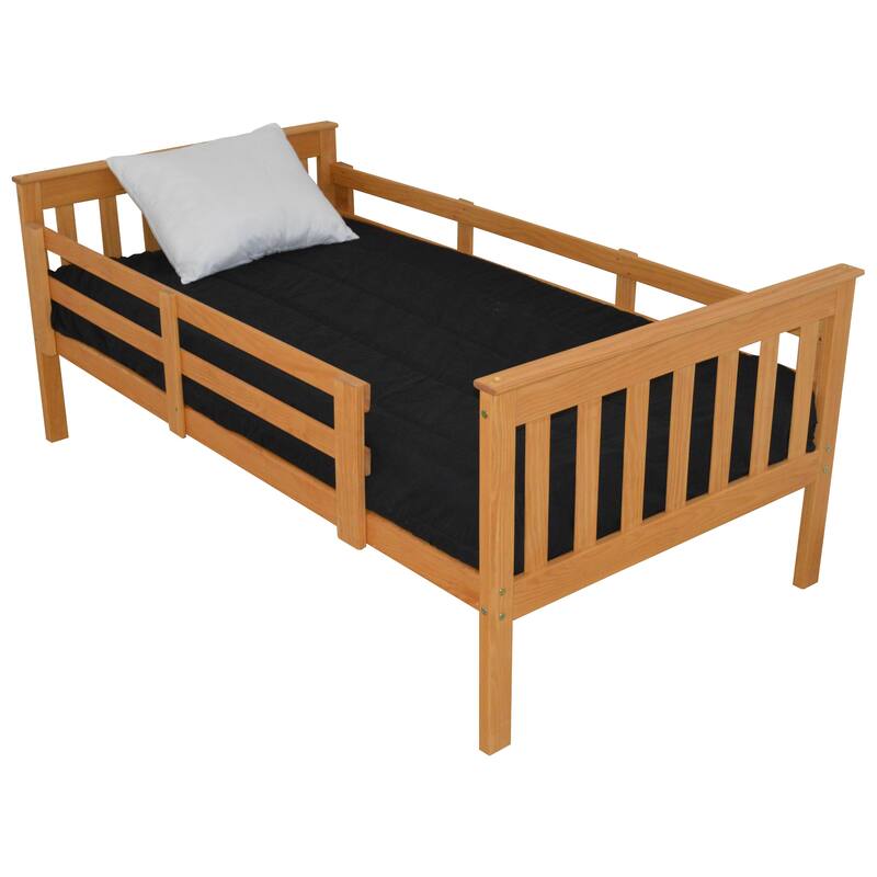Pine Twin Mission Bed with Safety Rails - Honey Stain
